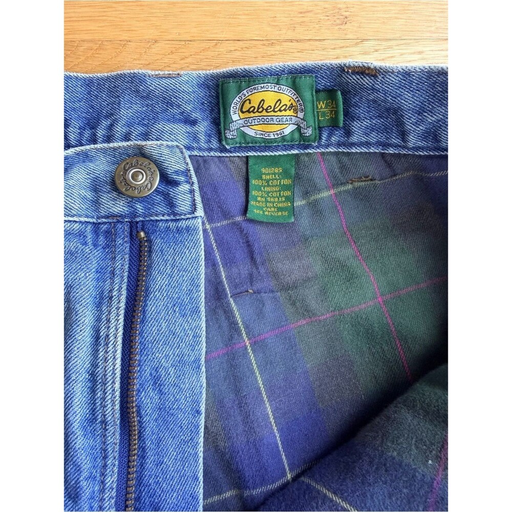 Cabela's Flannel Lined Straight Denim Blue Jeans Men’s 34 100% Cotton Warm